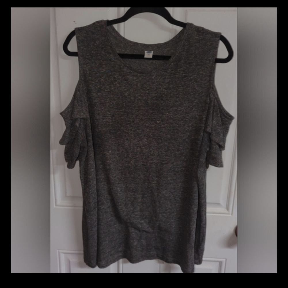 Gray Cold Shoulder Women's Top